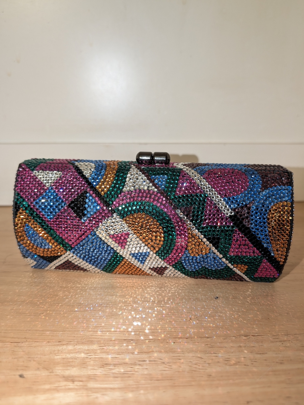 Stuart Weitzman Vintage Mid 80s Multicolor Crystal Geometric Clutch